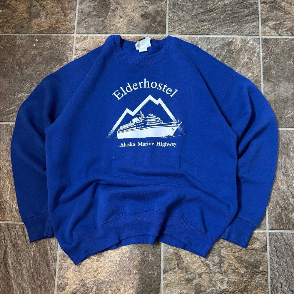 VTG Lee Sweatshirt Alaska Marine Highway Elderhostel XL Travel Boat Coastal